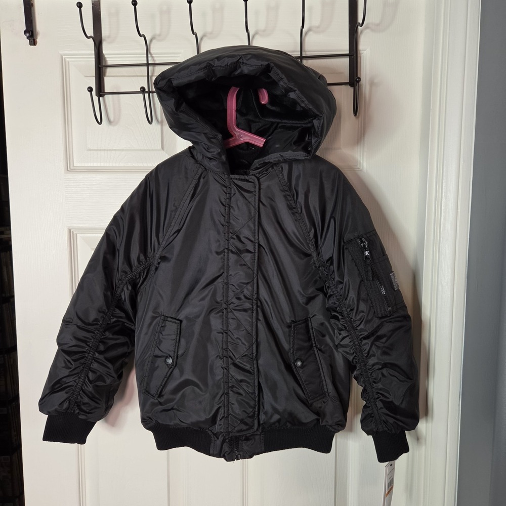 Calvin Klein Kids Hooded Bomber Jacket Quilted Puffer Utility Pockets Winter 7